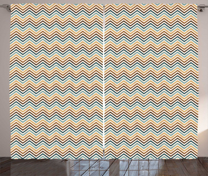 Zigzags In Tones Printed Window Curtain Home Decor