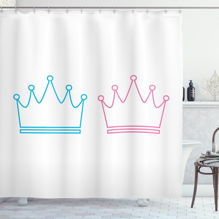Simple Crown Hand Drawing Printed Shower Curtain Bathroom Decor