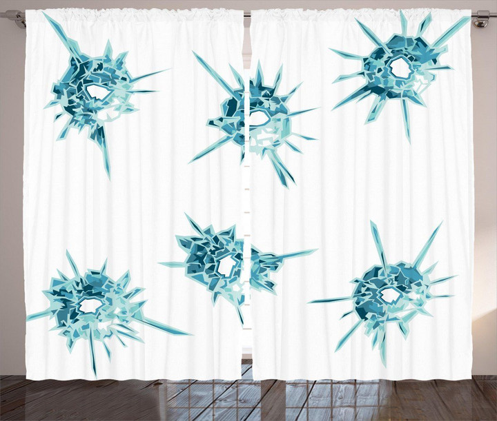 Blue Crystal Like Diamonds Printed Window Curtain Home Decor