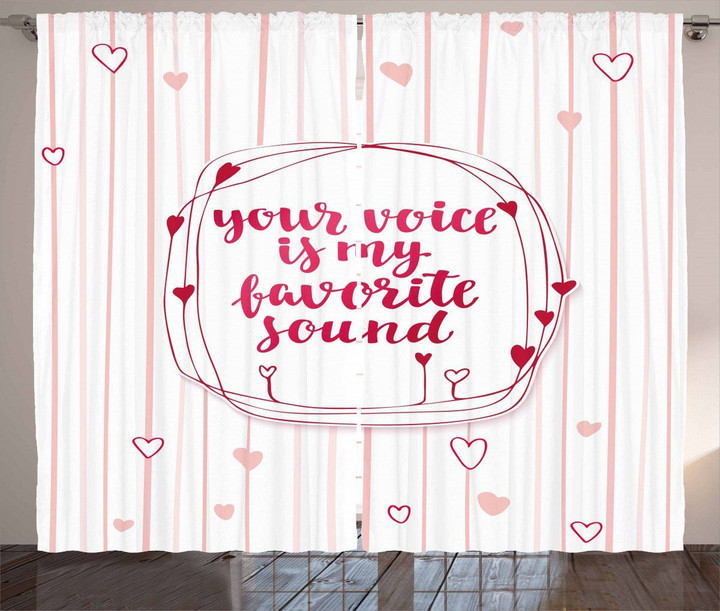 Hearts Lines Romantic Your Voice Is My Favorite Sound Printed Window Curtain Home Decor