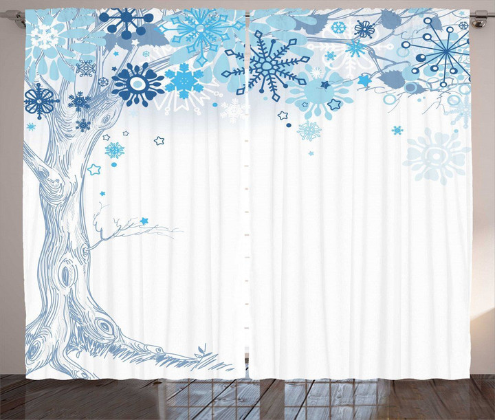 Abstract Tree Snowflakes Printed Window Curtain Home Decor