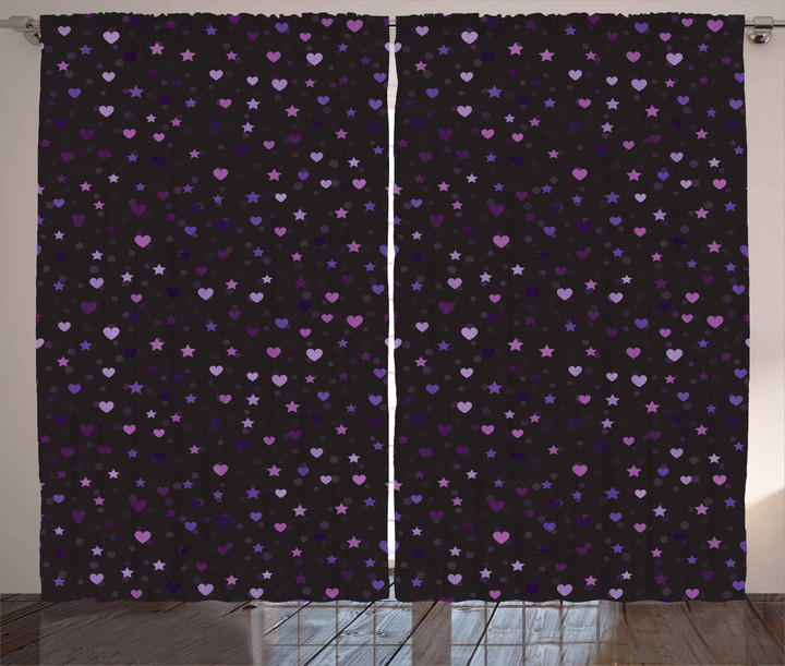 Colorful Hearts Spots Printed Window Curtain Home Decor
