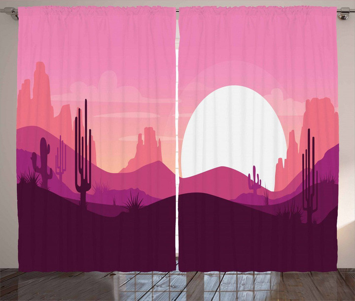 Arizona Desert Cactus Printed Window Curtain Home Decor