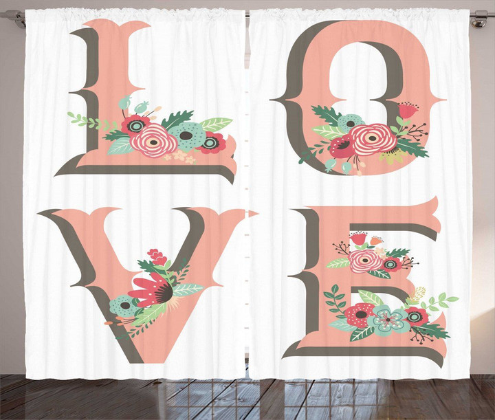 Big Love Lettering Printed Window Curtain Home Decor