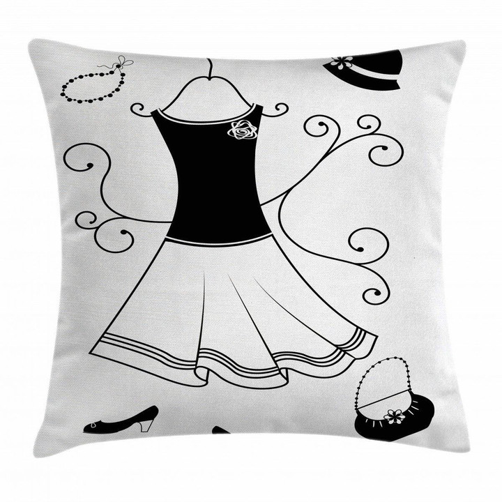 Classic Retro Black And White Pattern Printed Cushion Cover