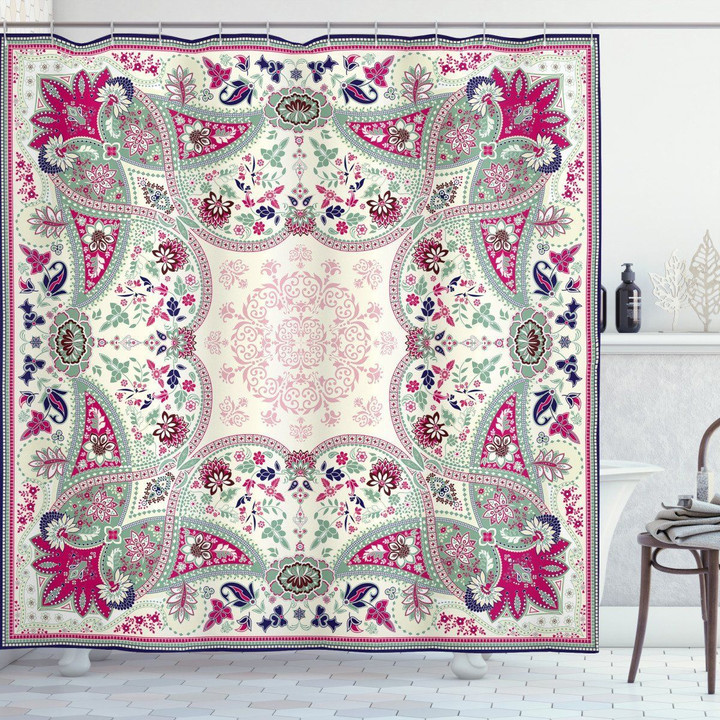 Impressive Ornamental Mandala Pattern 3d Printed Shower Curtain Bathroom Decor