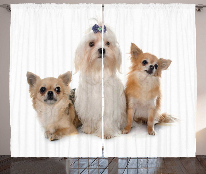 Chihuahua And Maltese Dogs Pattern Window Curtain Home Decor