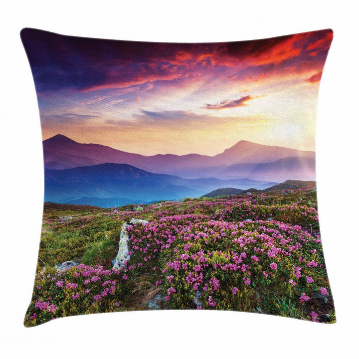 Summer Day Floral Panorama Art Pattern Printed Cushion Cover