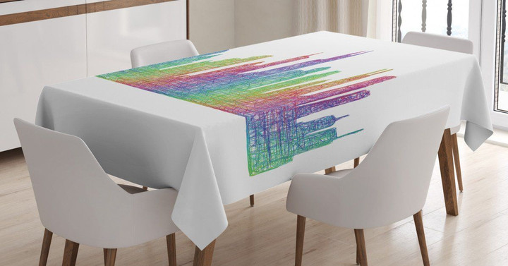 Holographic Abstract Scene Printed Tablecloth Home Decor