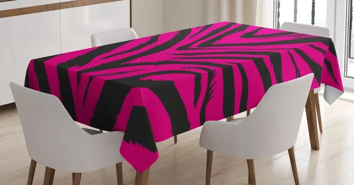 Hot Pink Zebra Skin Design Printed Tablecloth Home Decor