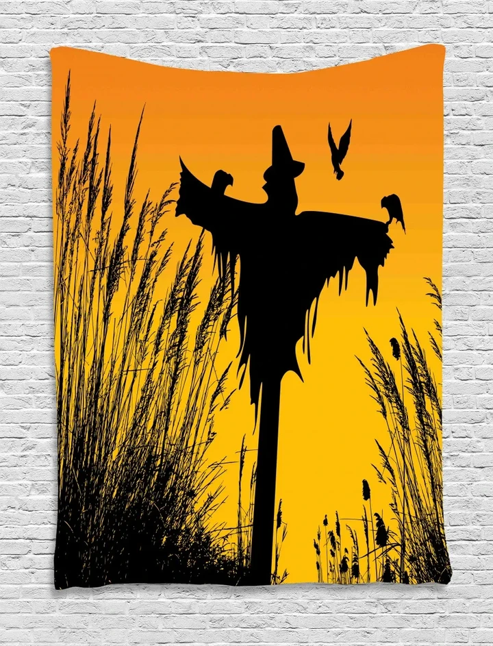 Rural Silhouettes Design Printed Wall Tapestry Home Decor