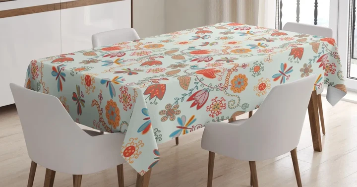 Floral Ornate Pattern Design Printed Tablecloth Home Decor