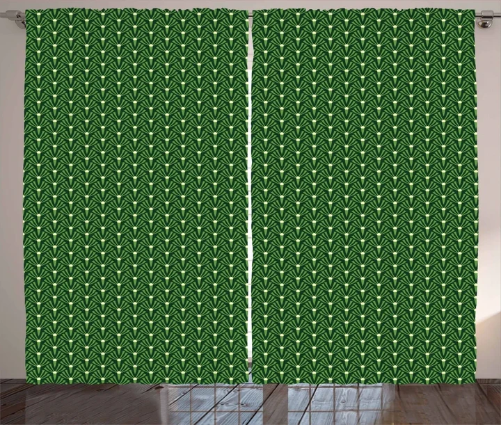 Foliage Pattern With Dots Pattern Printed Window Curtain Door Curtain