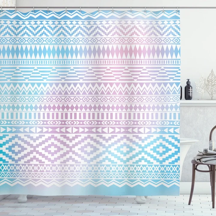 Triangles Zigzag Stripes Pattern Printed Shower Curtain Home Decor
