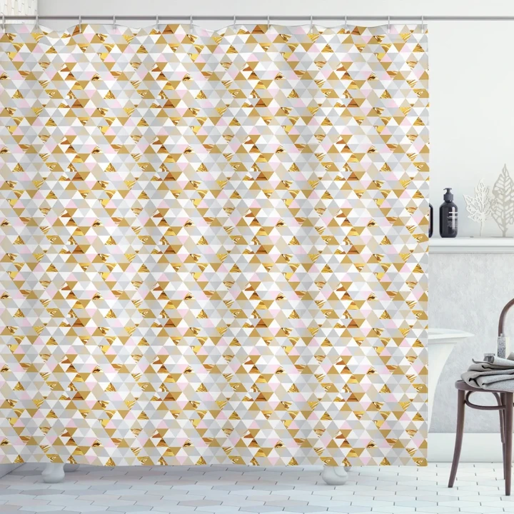Triangle Zigzag Motif Pattern Printed Shower Curtain
