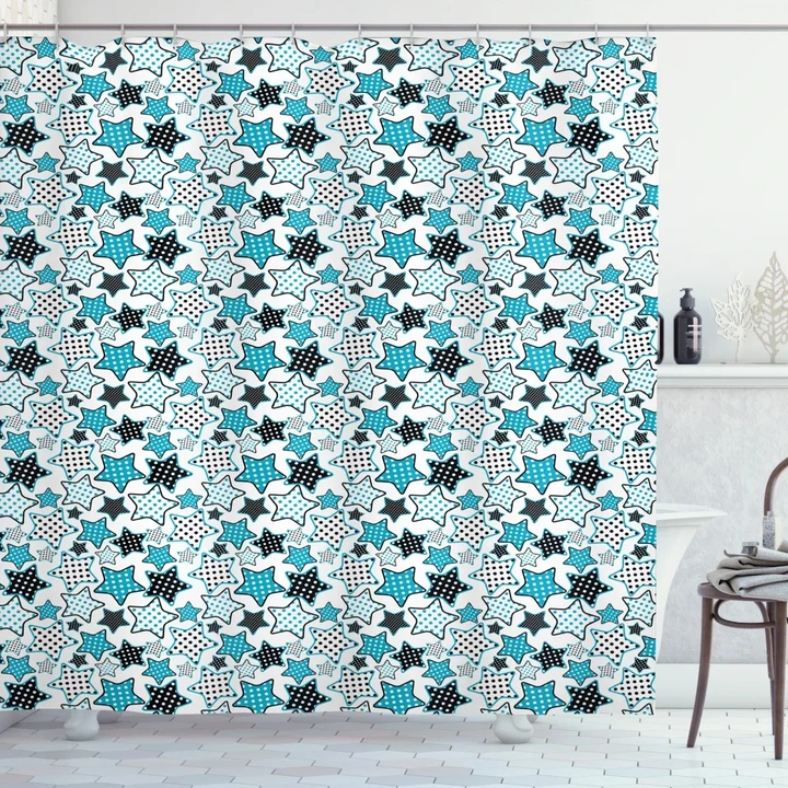 Polka Dots Geometric Shape Pattern Printed Shower Curtain Home Decor