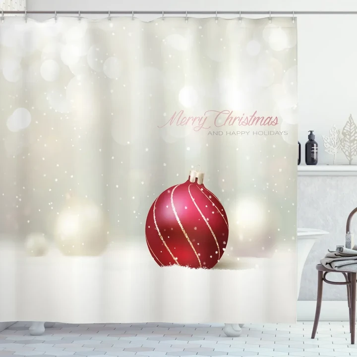 Bauble With Lines Printed Shower Curtain Home Decor