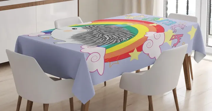 Rainbow Hedgehog Unicorn 3d Printed Tablecloth Home Decoration