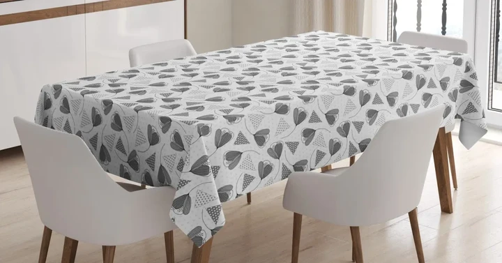 Dotted Triangles And Flowers 3d Printed Tablecloth Home Decoration