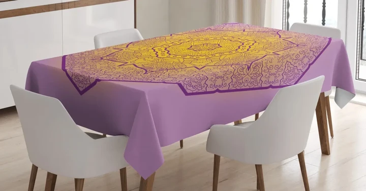 Oriental Heptagon Motif 3d Printed Tablecloth Home Decoration