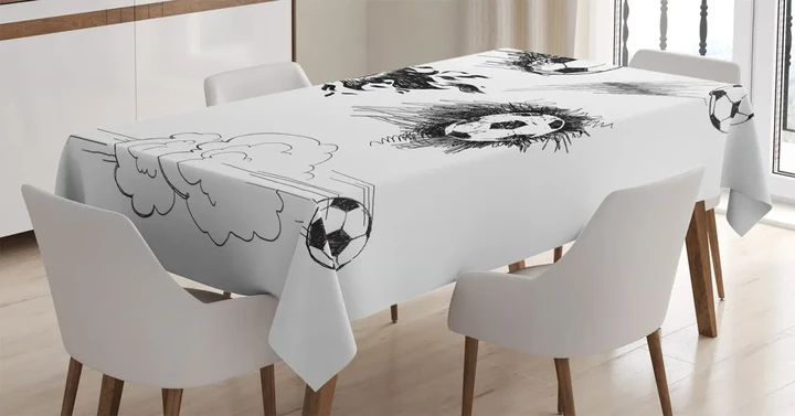 Football In Flame 3d Printed Tablecloth Home Decoration