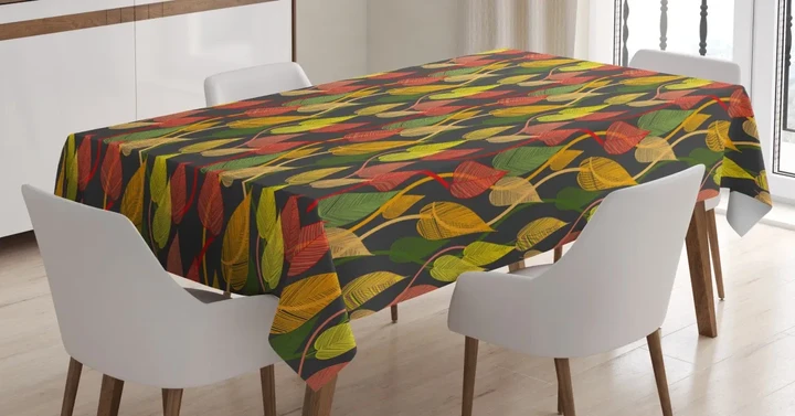 Colorful Nostalgic Leaf 3d Printed Tablecloth Home Decoration