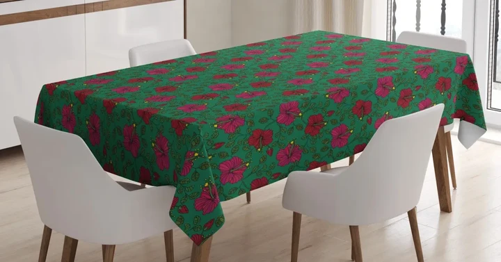 Blossoming Exotic Hibiscus 3d Printed Tablecloth Home Decoration