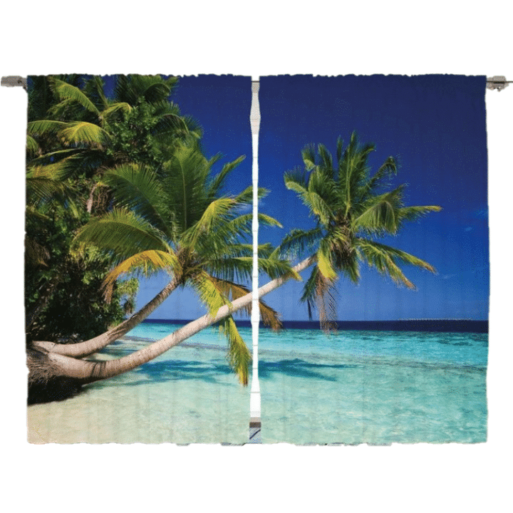 Exotic Maldives Beach Printed Window Curtain Home Decor