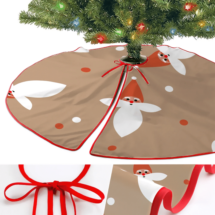 Scalable Graphic Christmas Gnomes Faces On Brown Background Christmas Tree Skirt Home Decor