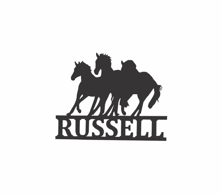 Running Horse Monogram Custom Name Cut Metal Sign