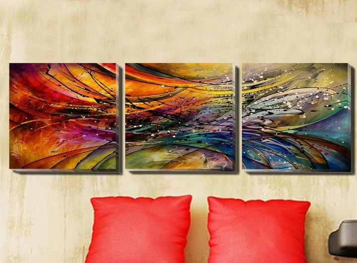 3 Pieces Canvas Vibrant Design Abstract Pattern