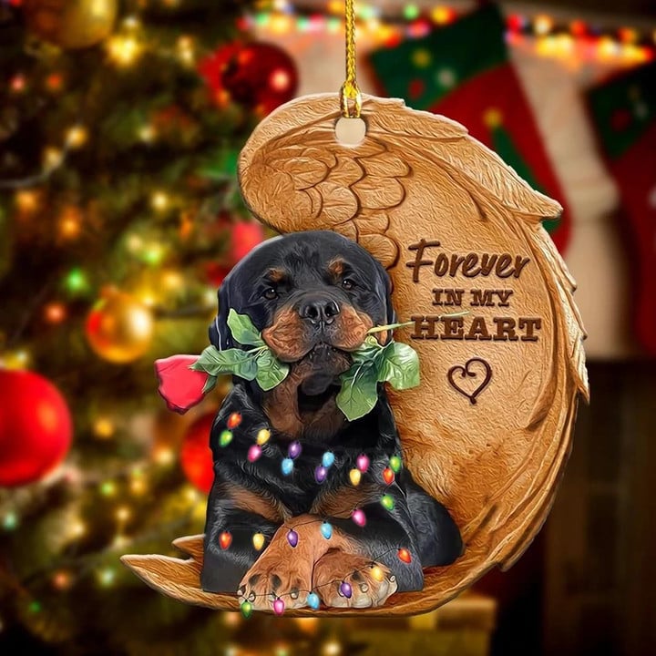 Adorable Rottweiler Dog Forever In My Heart Ornament