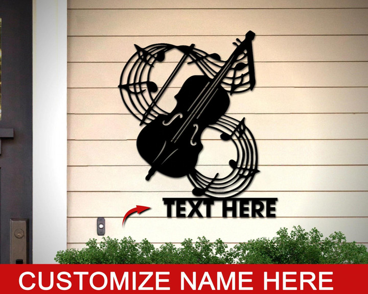 Music Notes Violin Cut Metal Sign Custom Name