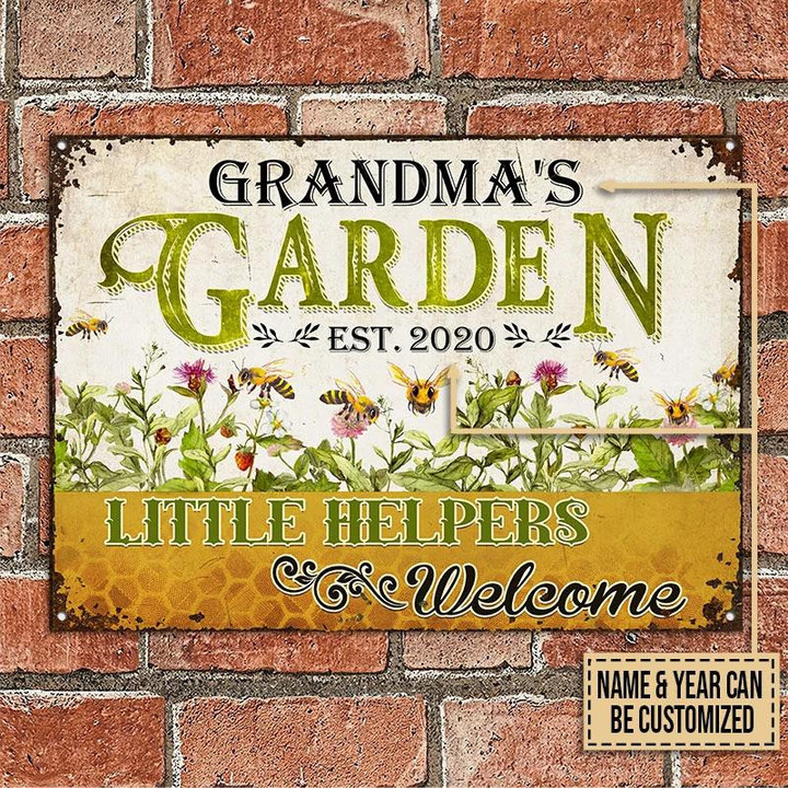 Nice Design Gardening Little Helpers Rectangle Metal Sign Custom Name Year