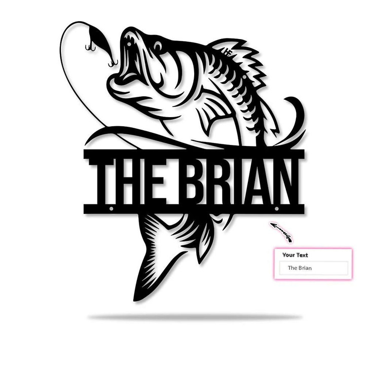 Bass Fishing Custom Name Cut Metal Sign Beautiful Design