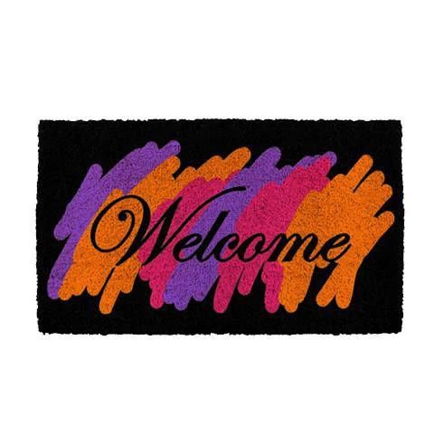 Colourful Multi Color Welcome Hand Drawn Design Doormat Home Decor