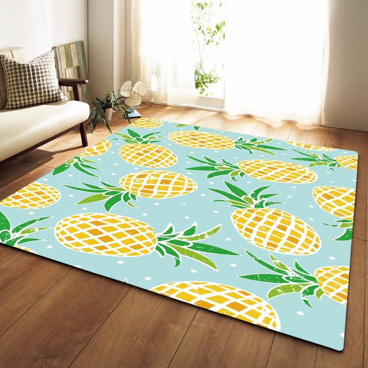 Teal Pineapple Print Area Rug Home Decor