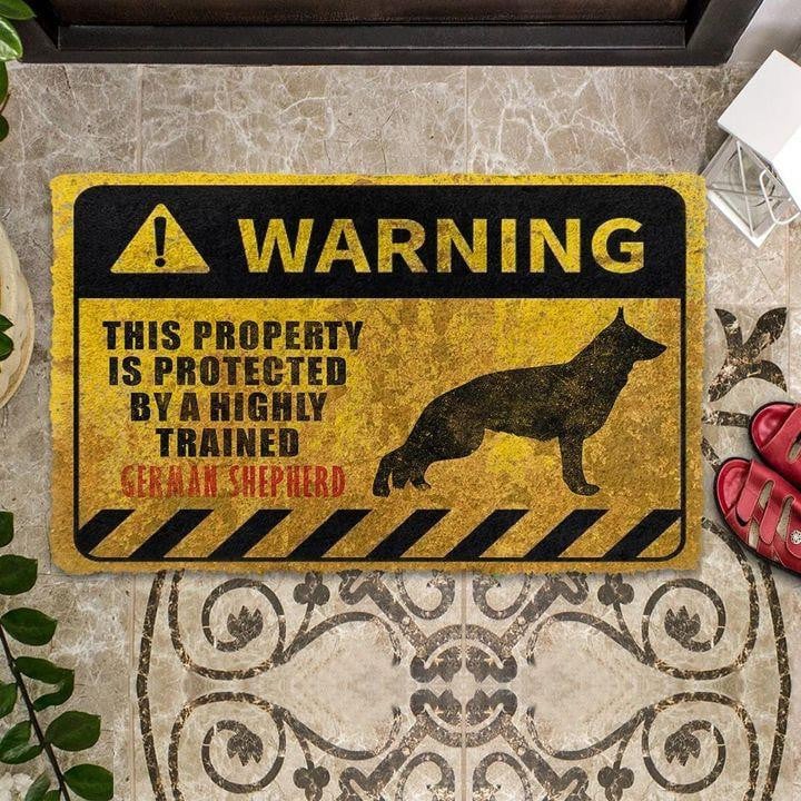 This Property Is Protected By A Highly Trained German Shepherd Dog Doormat Home Decor