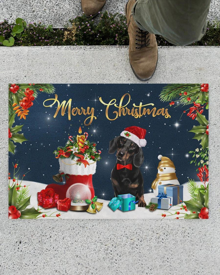 Merry Christmas Dachshund Noel Funny Gift For Dog Lovers Doormat Home Decor