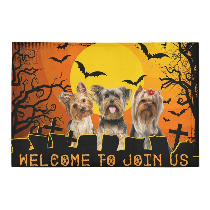 Yorkshire Terrier Halloween Welcome To Join Us Doormat Home Decor