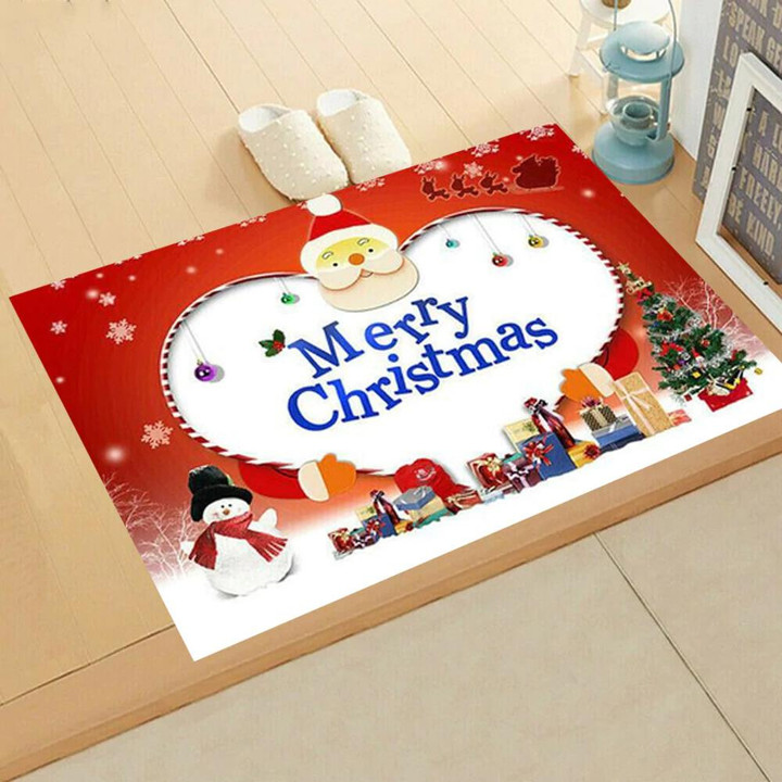 Santa Claus Presents Cute Snowman Merry Christmas Doormat Home Decor