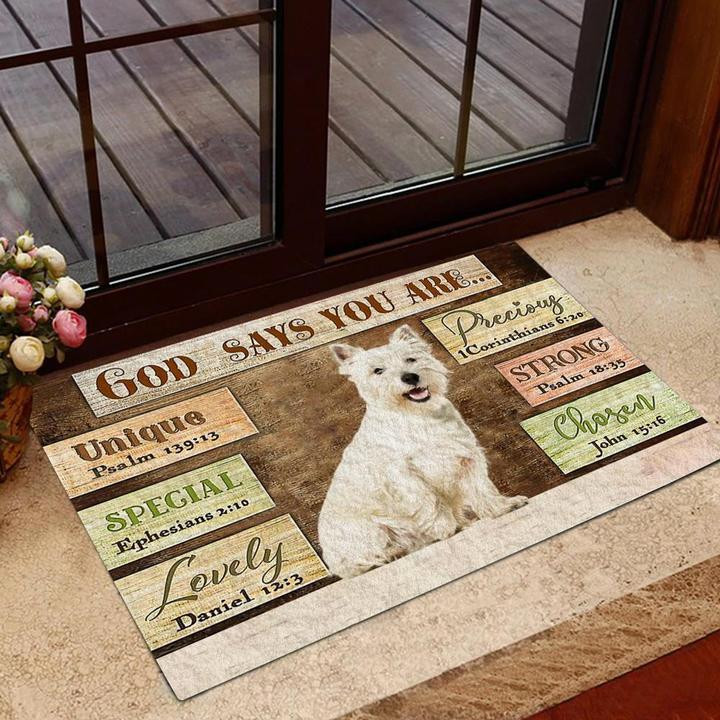 West Highland White Terrier God Says You Are Precious Doormat Home Decor