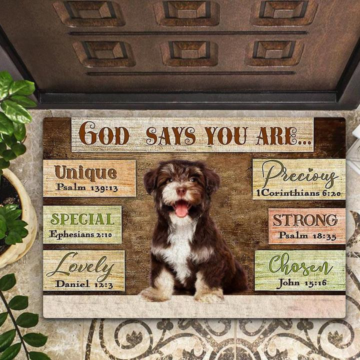 Havanese God Says You Are Strong Vintage Wood Background Doormat Home Decor