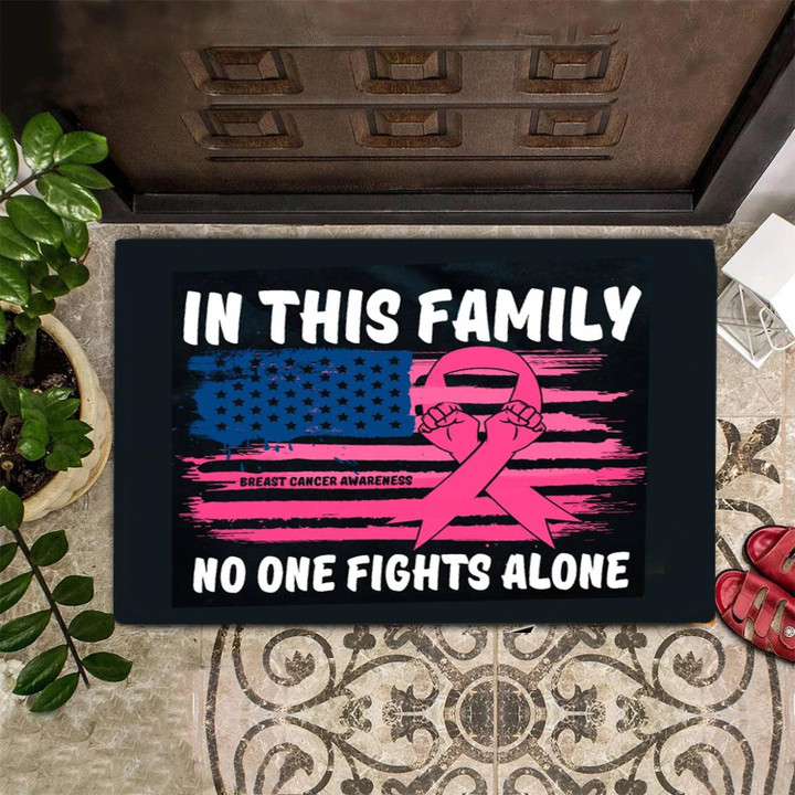 No One Fights Alone Breast Cancer Doormat Home Decor