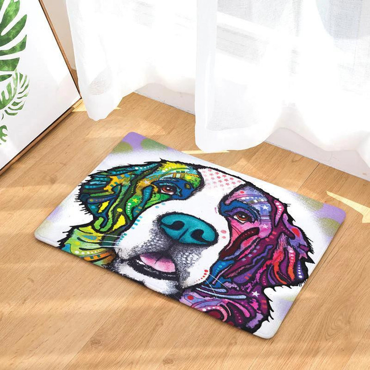 Impressive Colorful Dog Portrait Art Design Doormat Home Decor