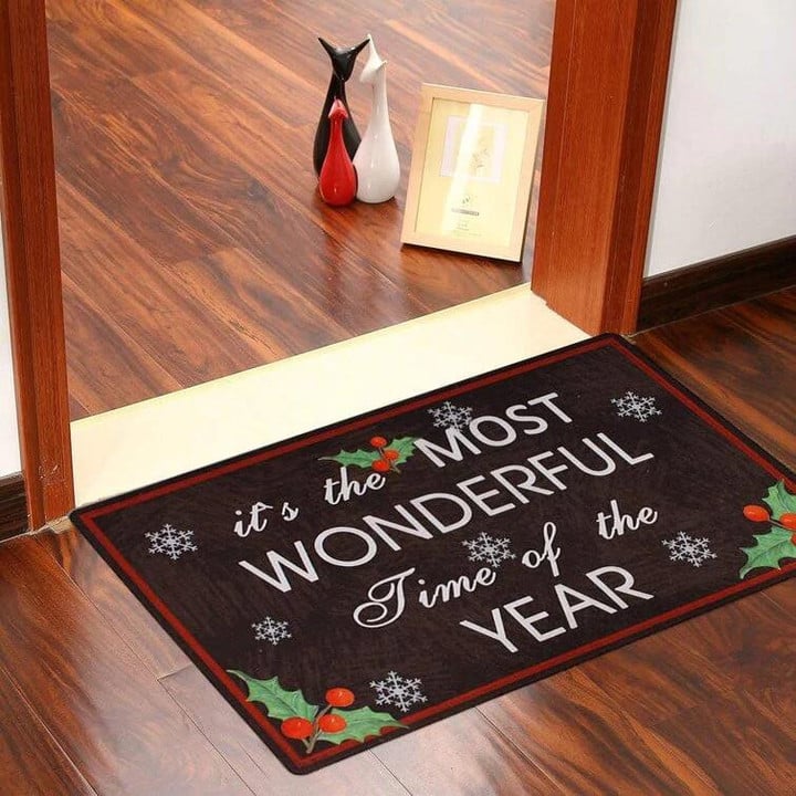It Is The Most Wonderful Christmas Flying Snowflakes Pattern Doormat Home Decor