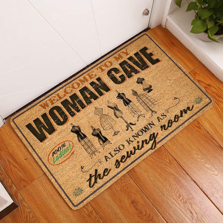 Welcome To My Woman Cave Sewing Doormat Home Decor