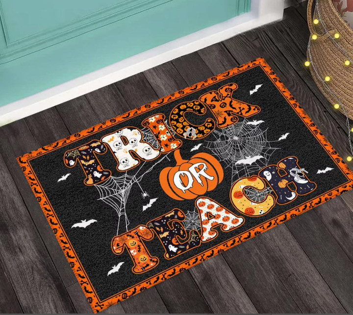 Trick Or Teach Gift For Halloween Classroom Cool Design Doormat Home Decor