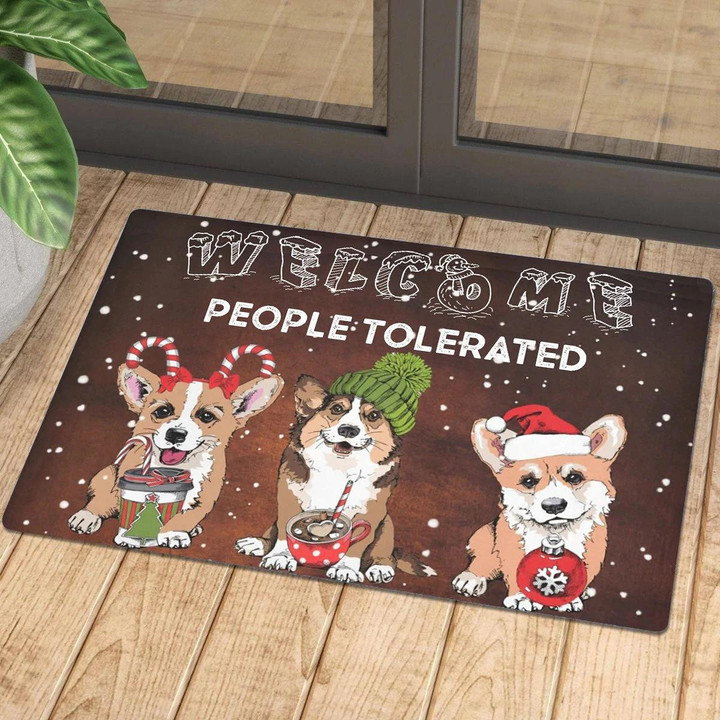 Welcome People Tolerated Corgi Gift For Corgi Dog Lovers Doormat Home Decor