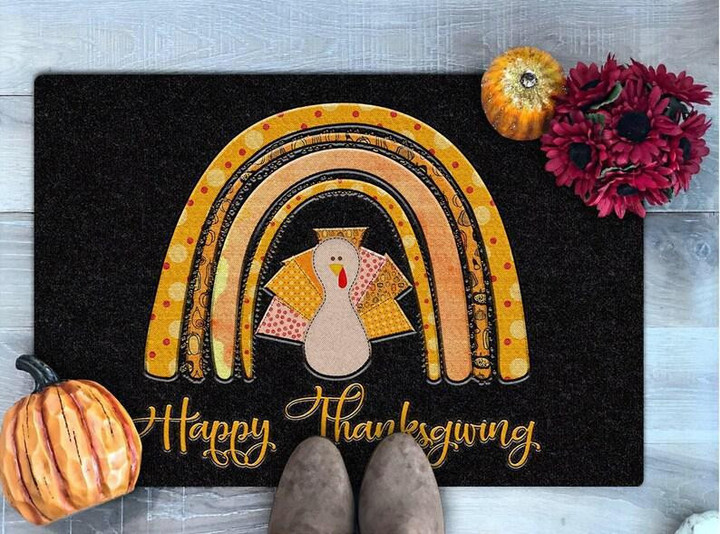 Happy Thanksgiving Cute Turkey Design Doormat Home Decor